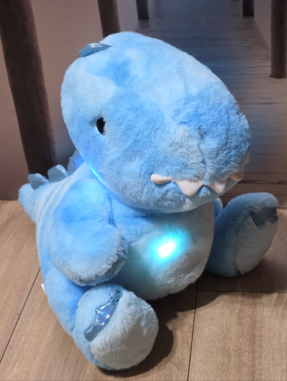 F.A.O Schwarz Glow Brights Blue Dinosaur Plush Lights Sound Dino Stuffed Animal